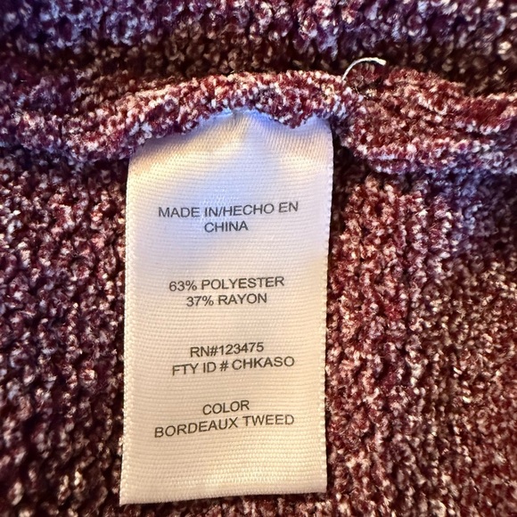 Ellen Tracy Women's Bordeaux Tweed Long Sleeve Sweater XXL Stretchy Plum - Picture 4 of 13